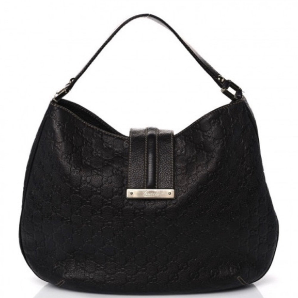 Gucci Black Leather Guccissma Hobo Bag